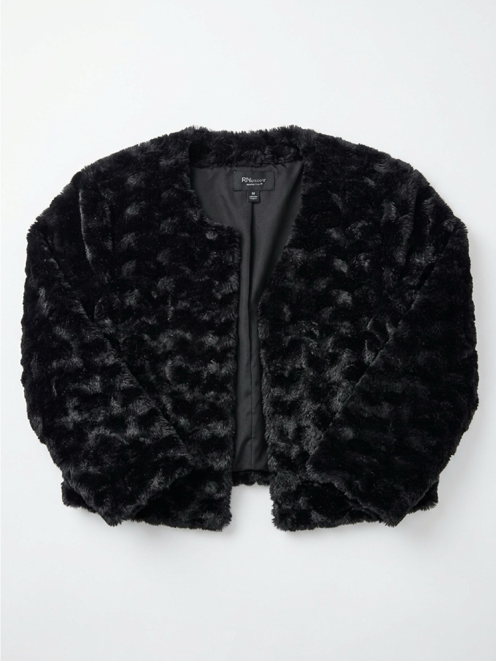 RN Furs Black Faux Fur Cropped Jacket